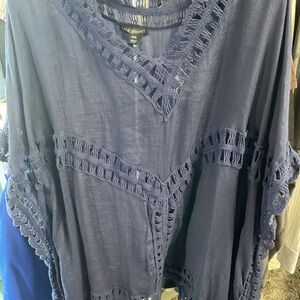 Lane Bryant Deep Blue Crochet Poncho